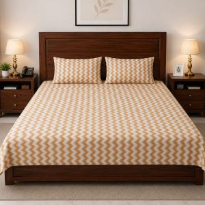 Sand Chevron Double Bedsheet