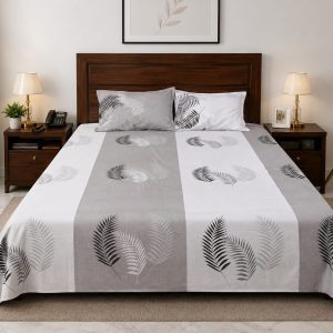 Monochrome Palm Leaf Double Bedsheet
